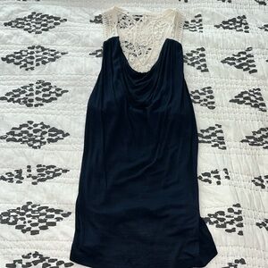 Banana Republic navy blue tank top with crochet detail on back, size S